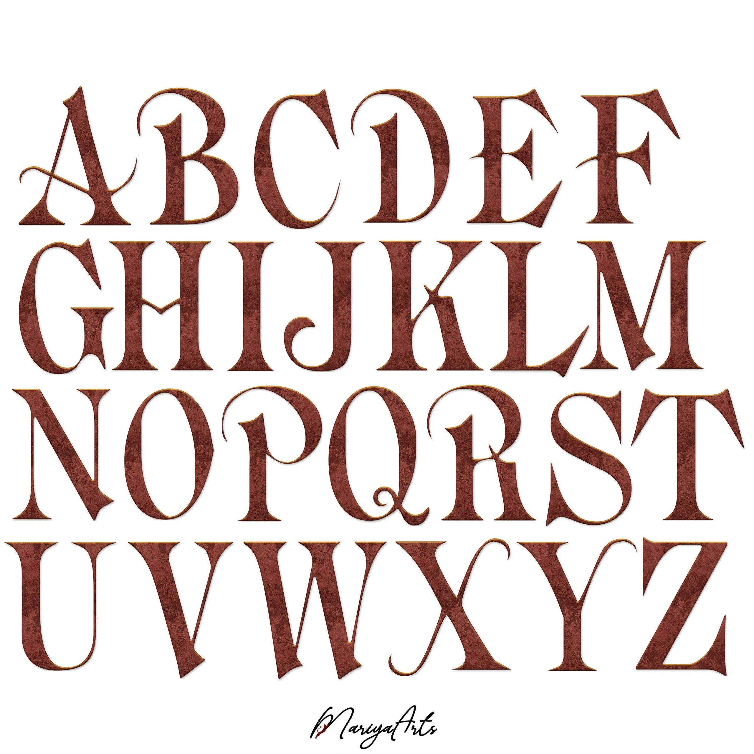Ancien anglais Alphabet Lettres et chiffres Rusty Metal Alphabet latin A — Z PNG Clipart Imprimable Antique Cuivre Métal Alphabet lettrage