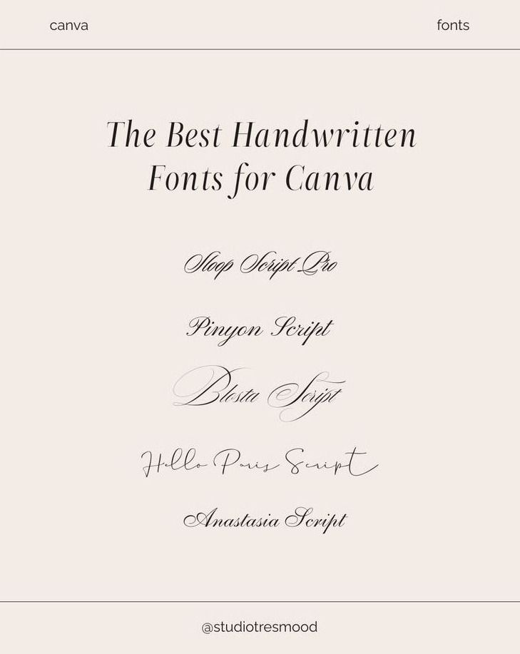 Best Handwritten Fonts for Canva | Elegant Script Fonts for Creative Design