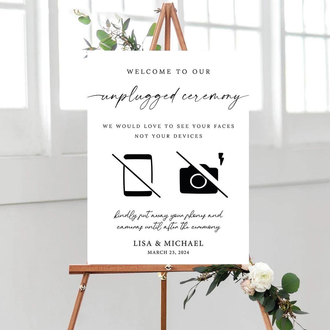 Personalized Welcome To Our Unplugged Ceremony, Unplugged Ceremony Sign