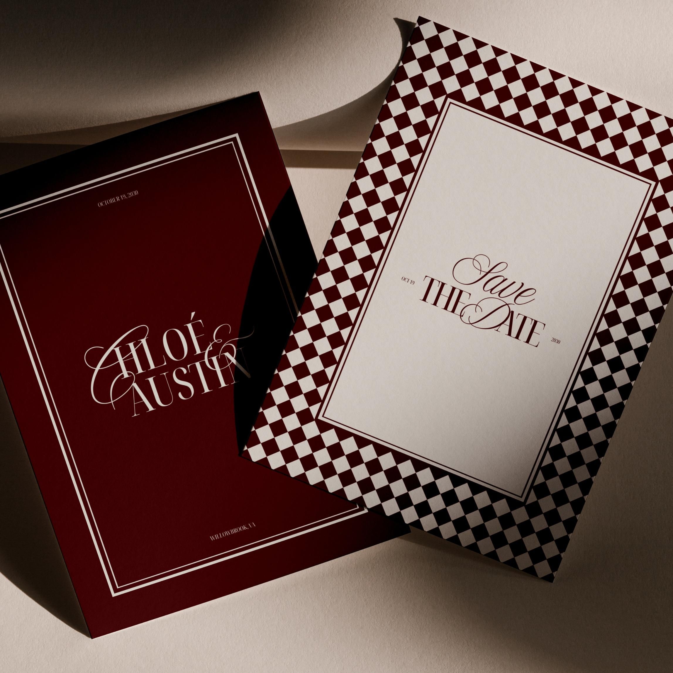 Modèle «Retenez cette date» pour mariage ancien et ancien à carreaux, «Retenez cette date» vintage, «Retenez cette date» pour mariage esthétique rétro, «Retenez cette date»