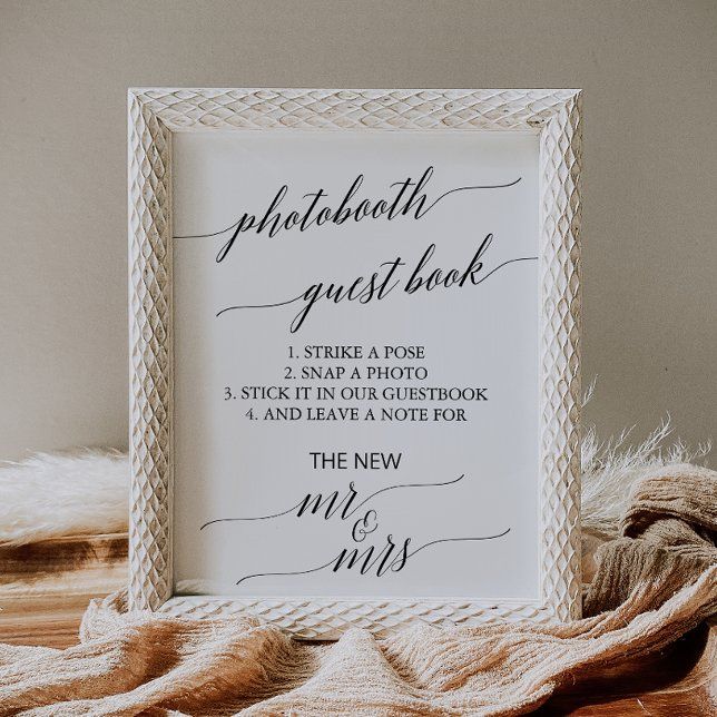 Elegant Black Calligraphy Photobooth Guest Book
