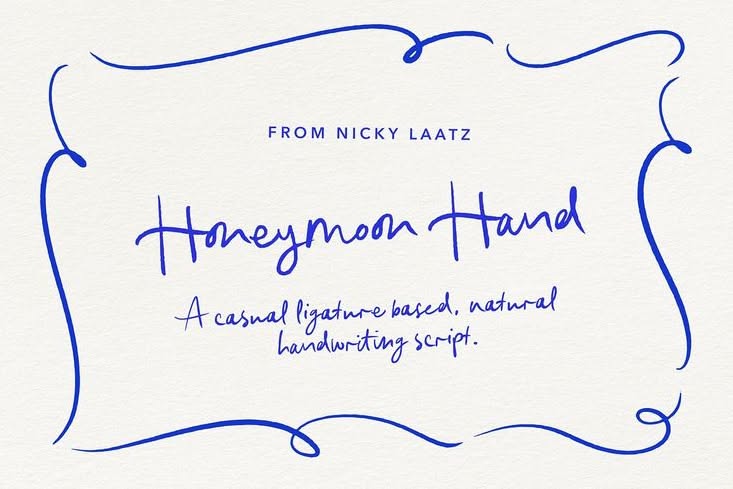 Honeymoon Hand Script & Doodles, a Handwritten Font by Nicky Laatz