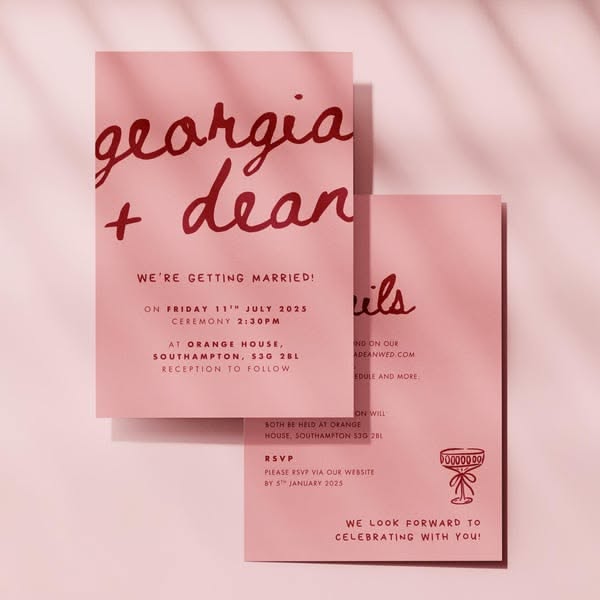 Pink Red Hand-drawn Whimsical Wedding Invitation Suite, Canva Template (digital Download) — Etsy UK