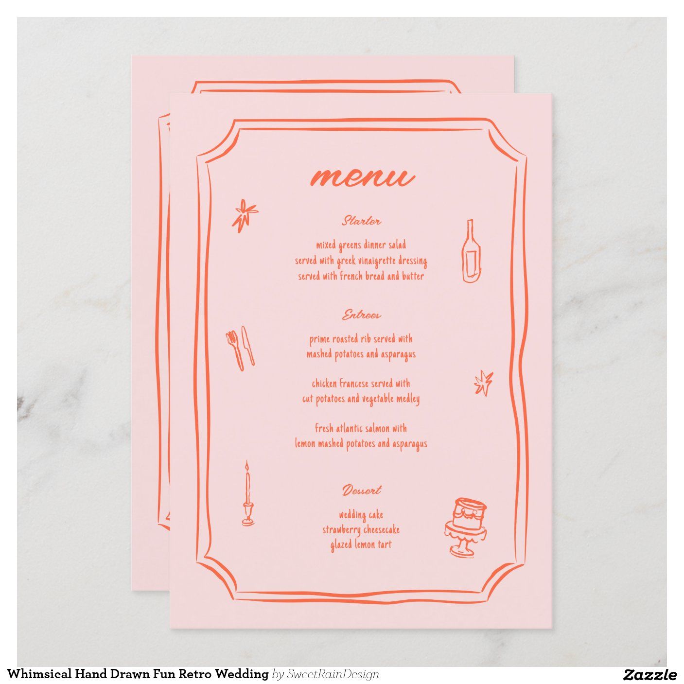 Whimsical Hand Drawn Fun Retro Wedding