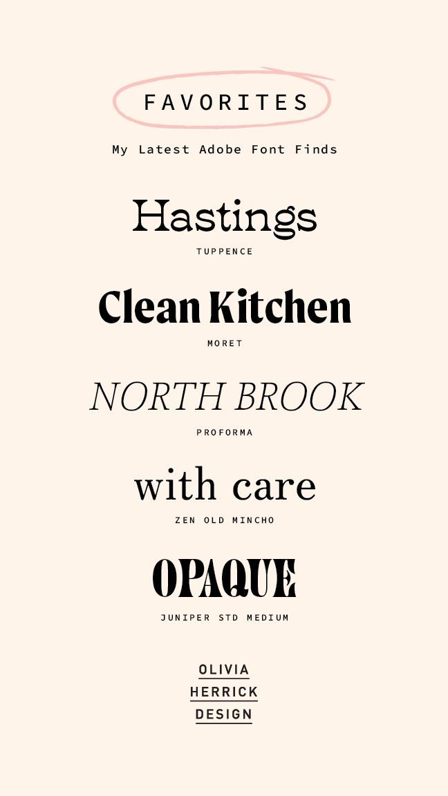 My Latest Adobe Font Favorites — Olivia Herrick Design | Typographic design, Graphic design typograp