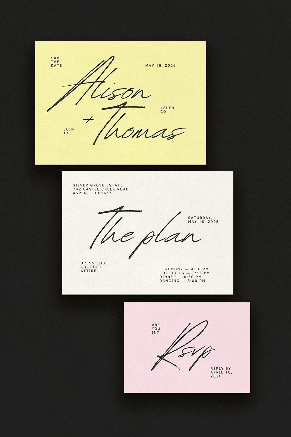 Original Wedding Stationery Templates Canva (Butter Yellow + Signature Script)