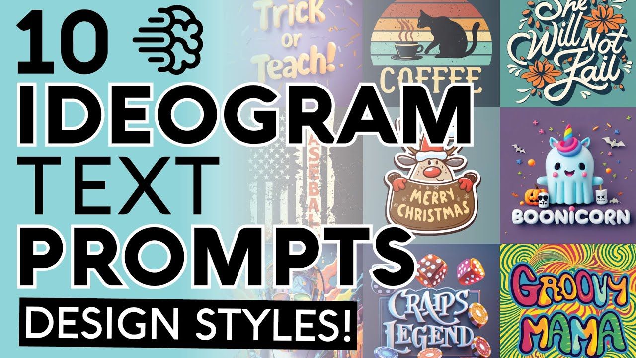 10 IDEOGRAM PROMPTS: AI Text Design Styles For Print On Demand. Midjourney Alternative Amazon Merch