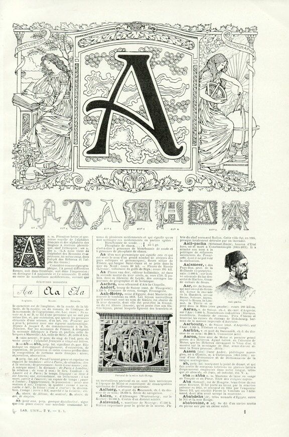 Lettre A 1922 Illustration vintage pour décoration ou panneau de porte de chambre, bureau. Calligraphie vintage Alphabet