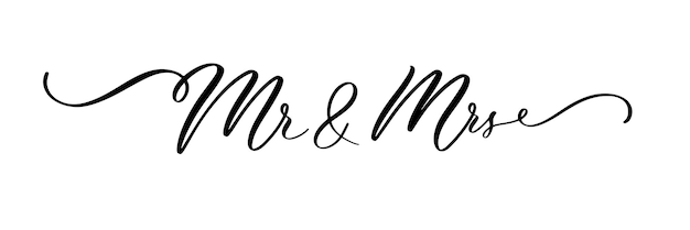 Mr & Mrs Black Vector Brush Calligraphy Banner | Wedding SVG