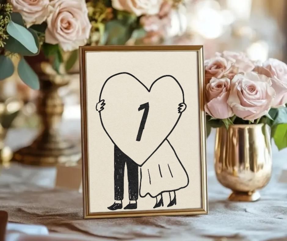 Numéros de table de mariage rétro imprimables : décoration de réception moderne Mid-Century (téléchargement instantané)