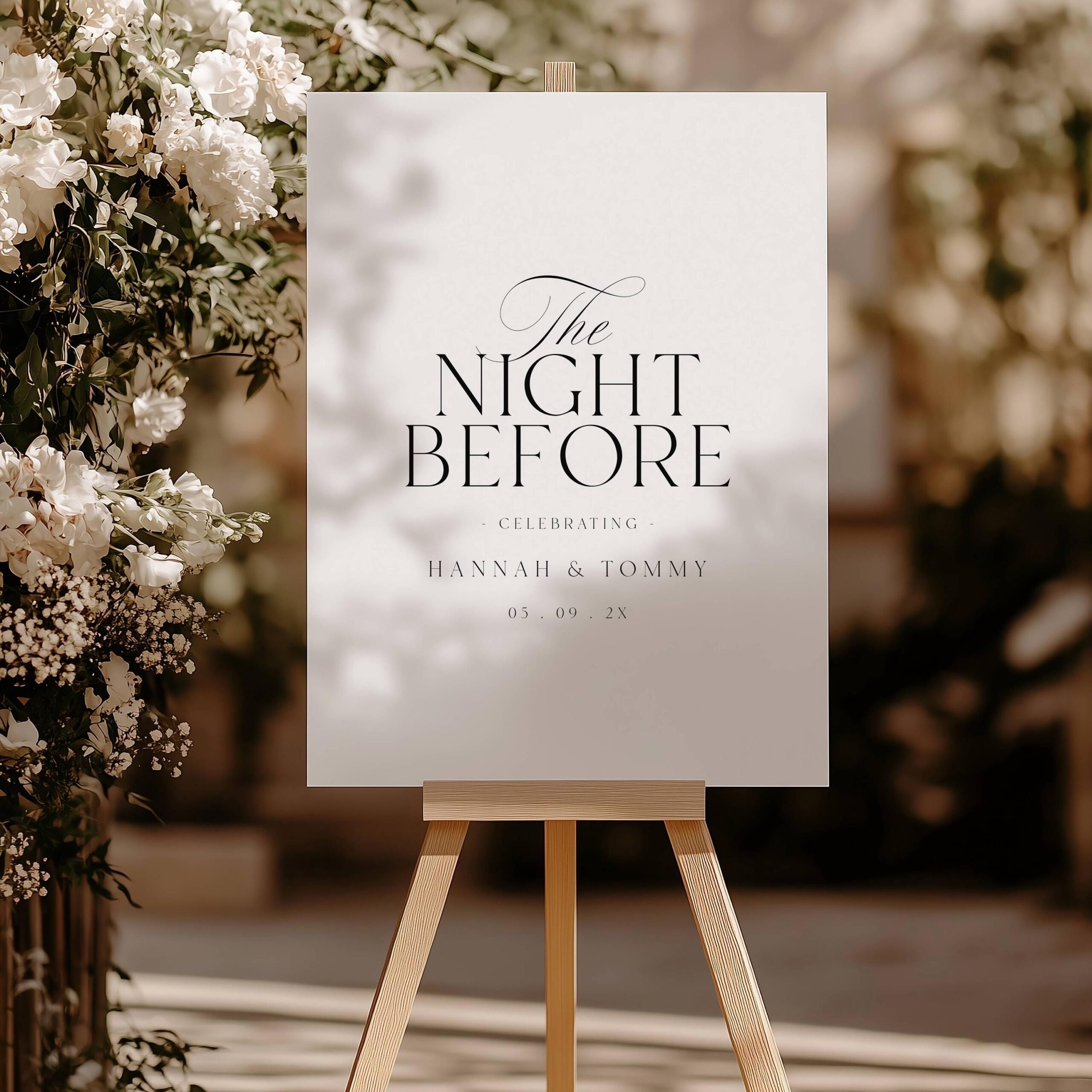 Minimaliste la nuit avant le téléchargement de modèle de plaque de bienvenue, plaque de bienvenue imprimable pour le dîner de répétition moderne, plaque de répétition de mariage élégant