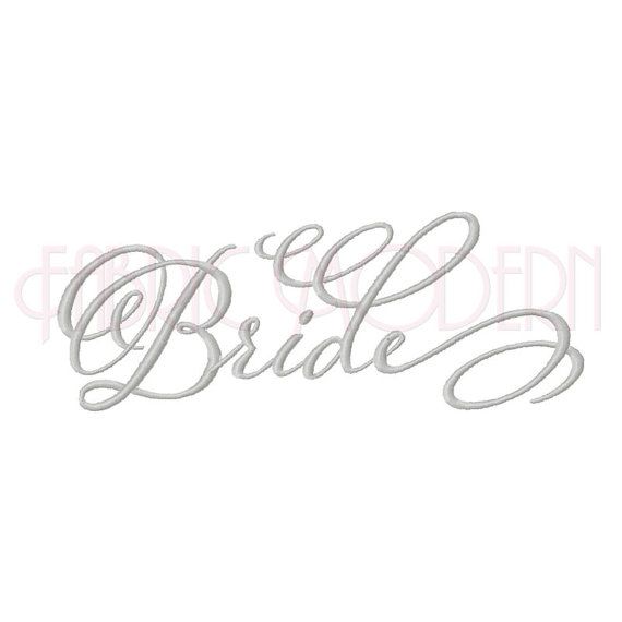 BRIDE Calligraphy Machine Embroidery Design Fancy Typography in Multiple Sizes #556 — Etsy