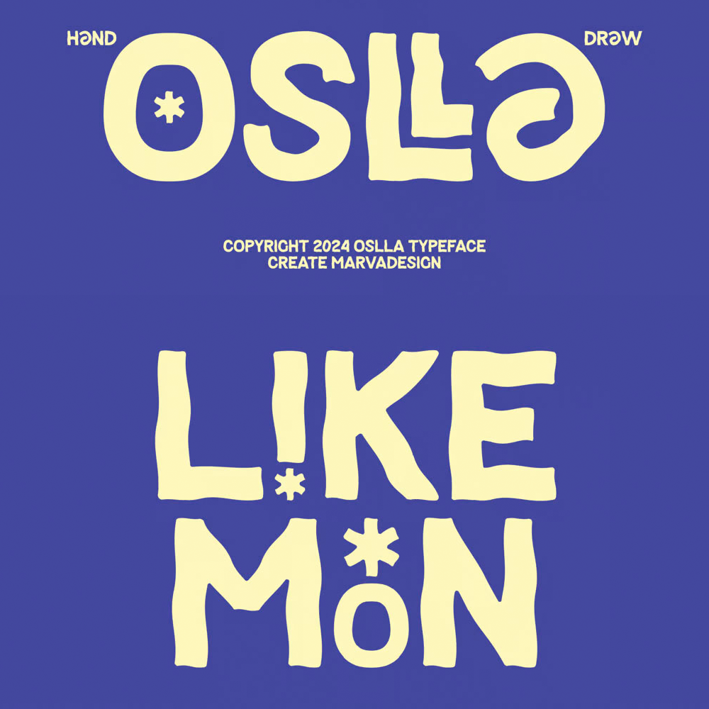 Oslla is a bold and dynamic font with a Rough and Casual style