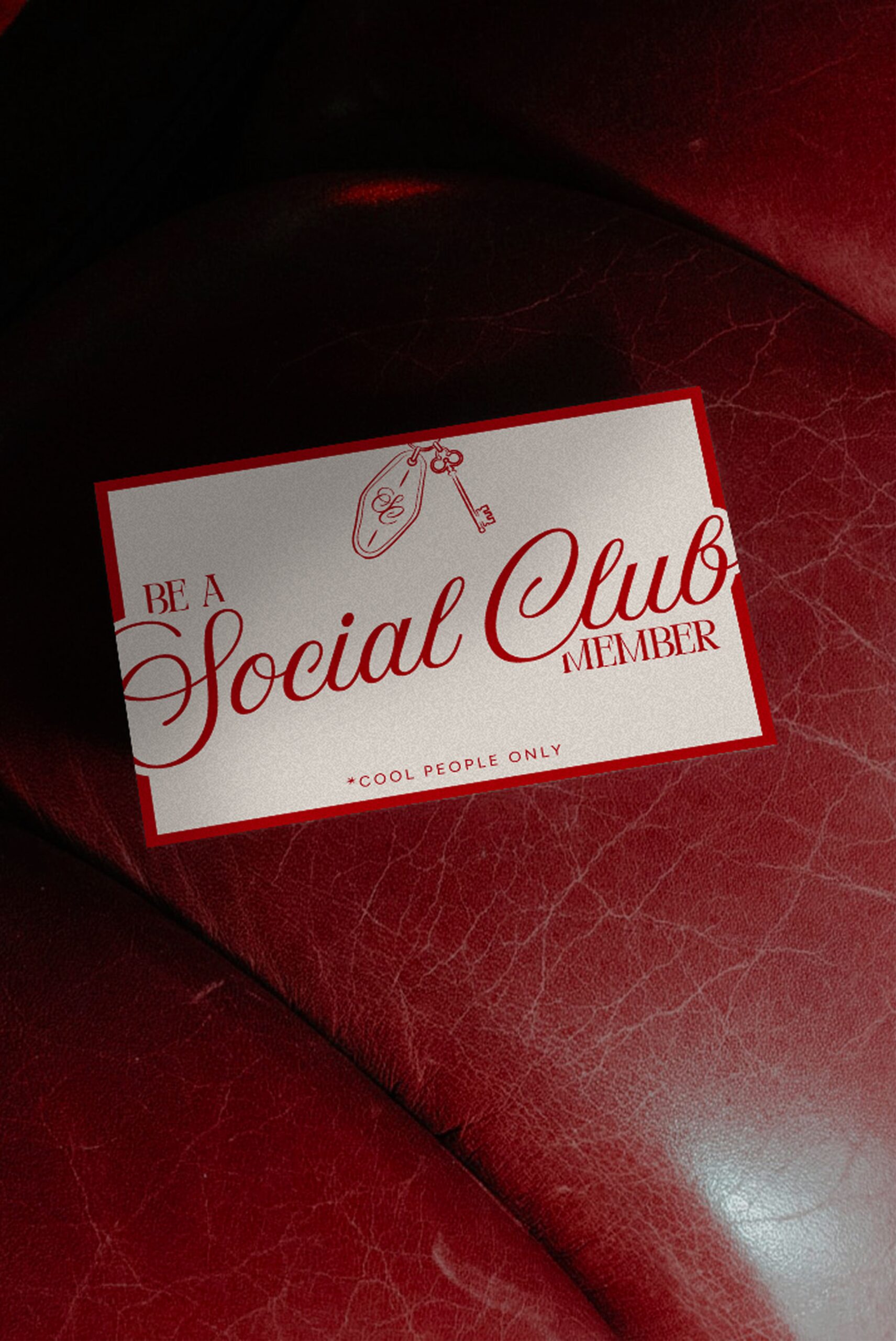 Elegant and bold business cards with a statement: “be a social club member”