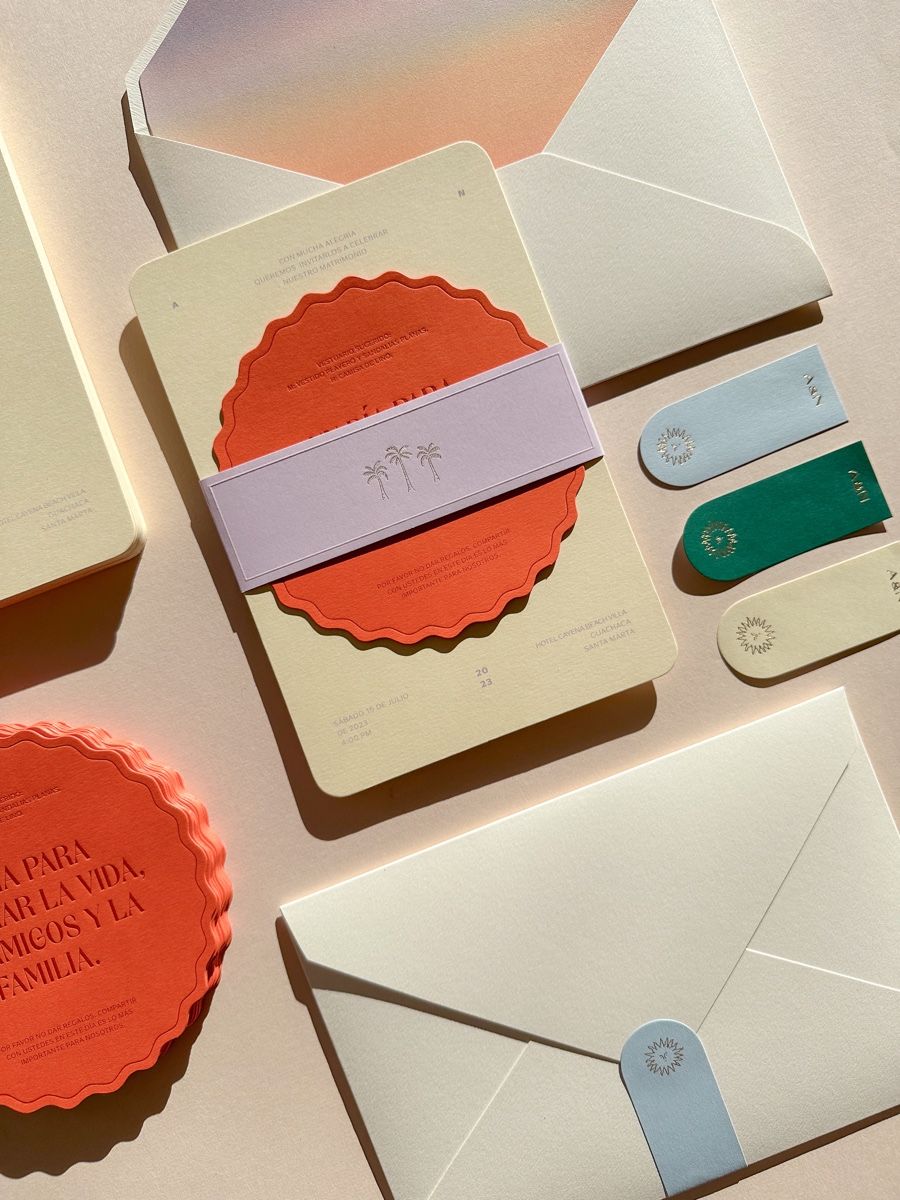 Modern Wedding Invitations, Colorful wedding Invitation, foil and letterpress wedding invites