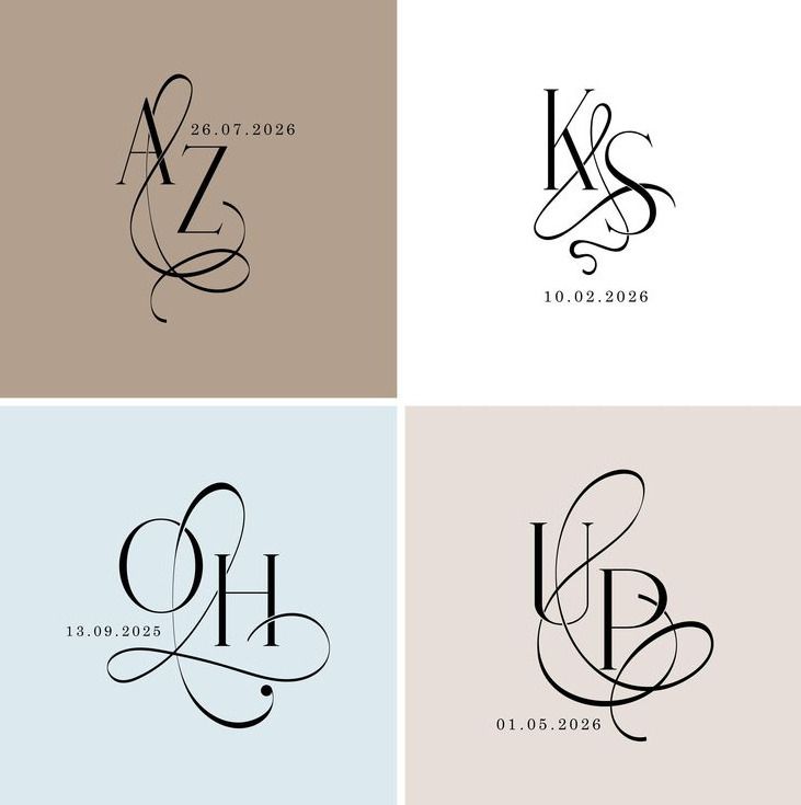 Custom Wedding Logo With Initials, Customizable Wedding Monogram, Wedding Couple Logo, Digital Logo