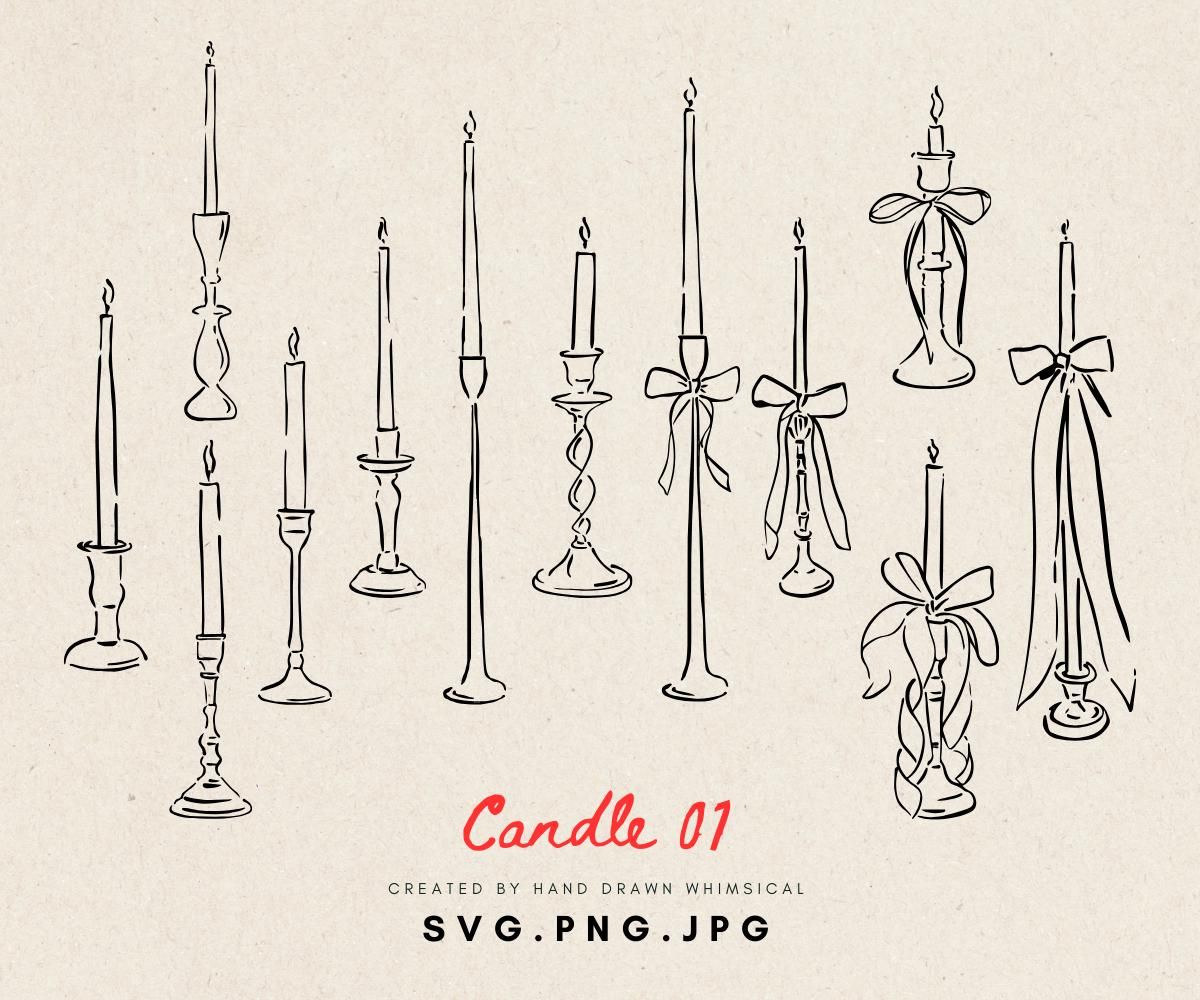 Candle SVG — Whimsical Hand-drawn Wedding SVG & PNG Files — Etsy