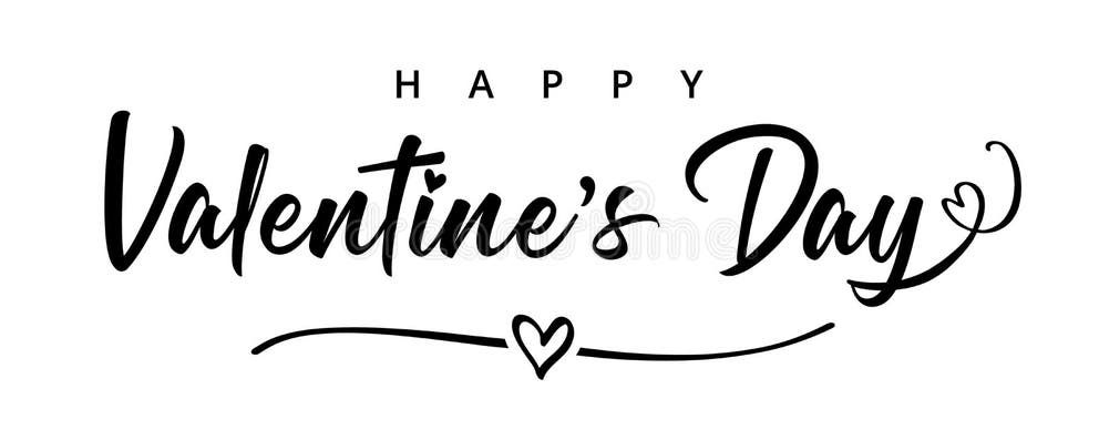 Lettering Happy Valentines Day Banner Stock Vector — Illustration of calligraphy, drawn: 107494624
