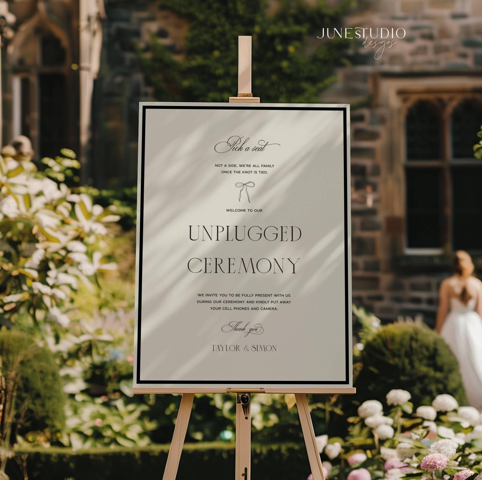 Modèle de plaque de mariage Unplugged Ceremony : place libre (téléchargement numérique)