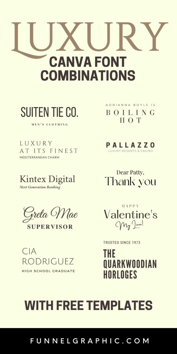 Luxury Canva Font Combinations — 13 Free Font Canva Templates for your branding — Aesthetic Fonts