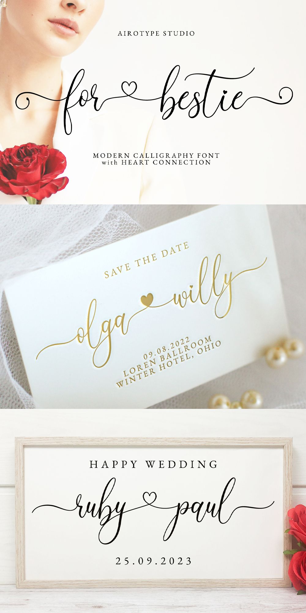 For Bestie Font, Script Font, Handwritten Font, Valentines Font, Heart Font,