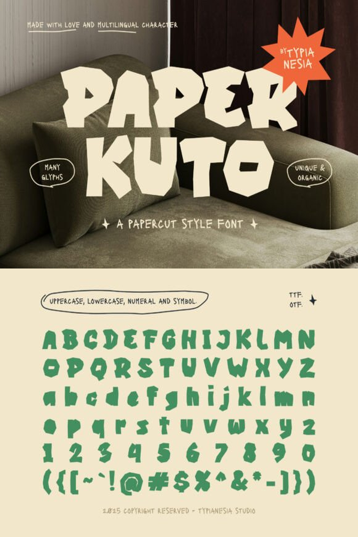 Papercut Charm: Kuto Font for Playful Designs