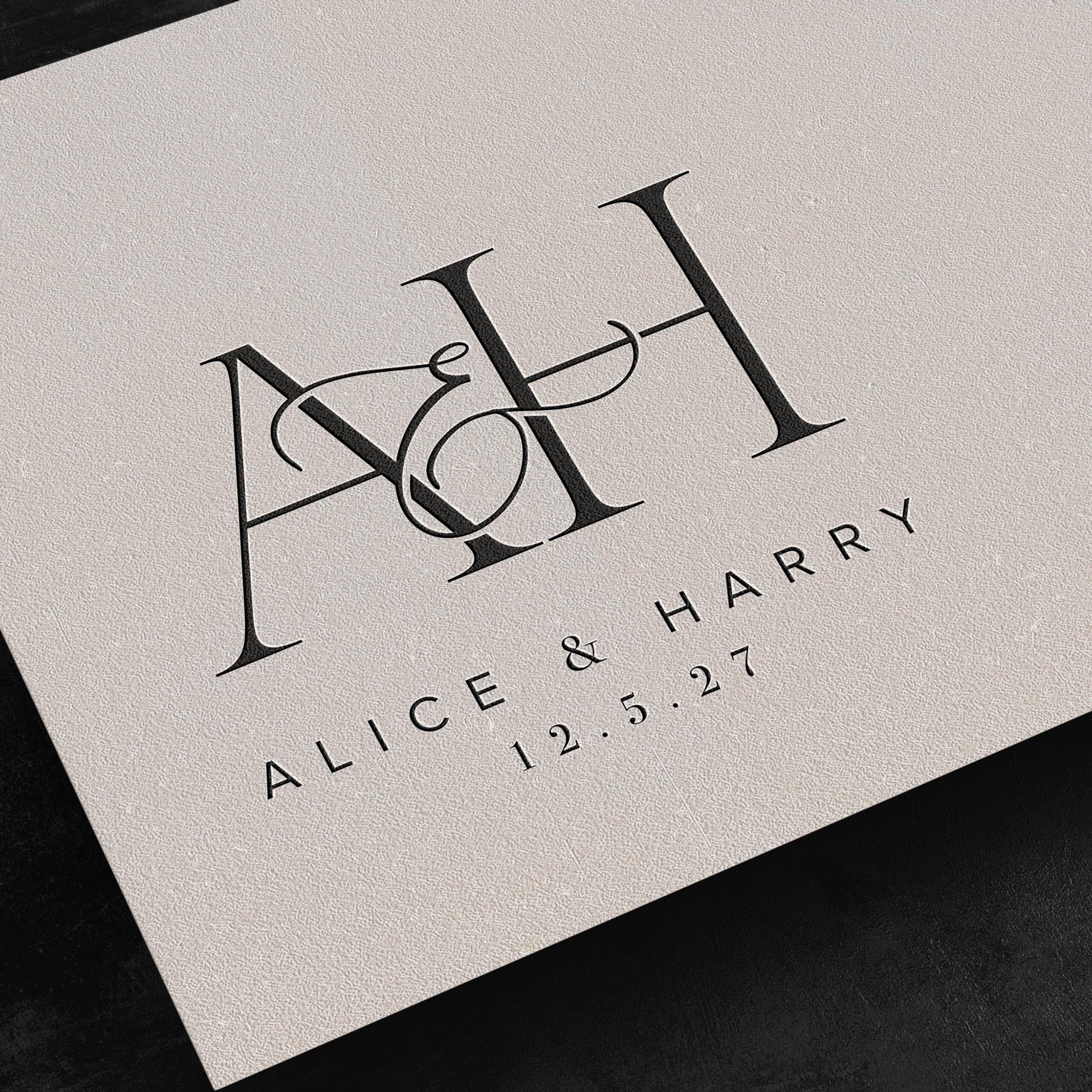 Élégant logo monogramme de mariage, initiales de couple personnalisées pour faire-part (téléchargement numérique)
