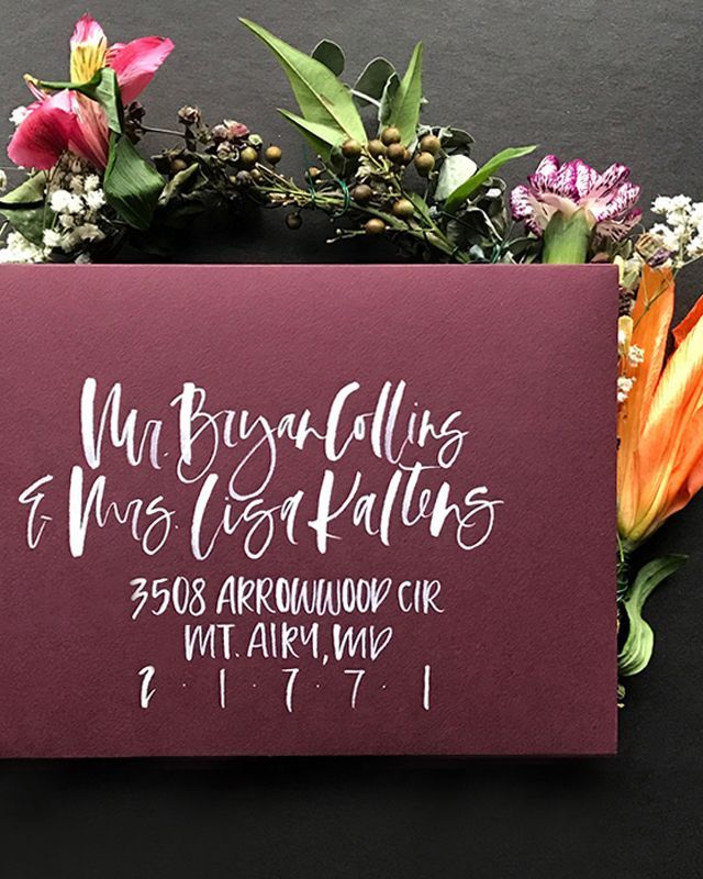 Brush Calligraphy Hand Lettered Envelope Addressing, Hand Lettered Envelopes