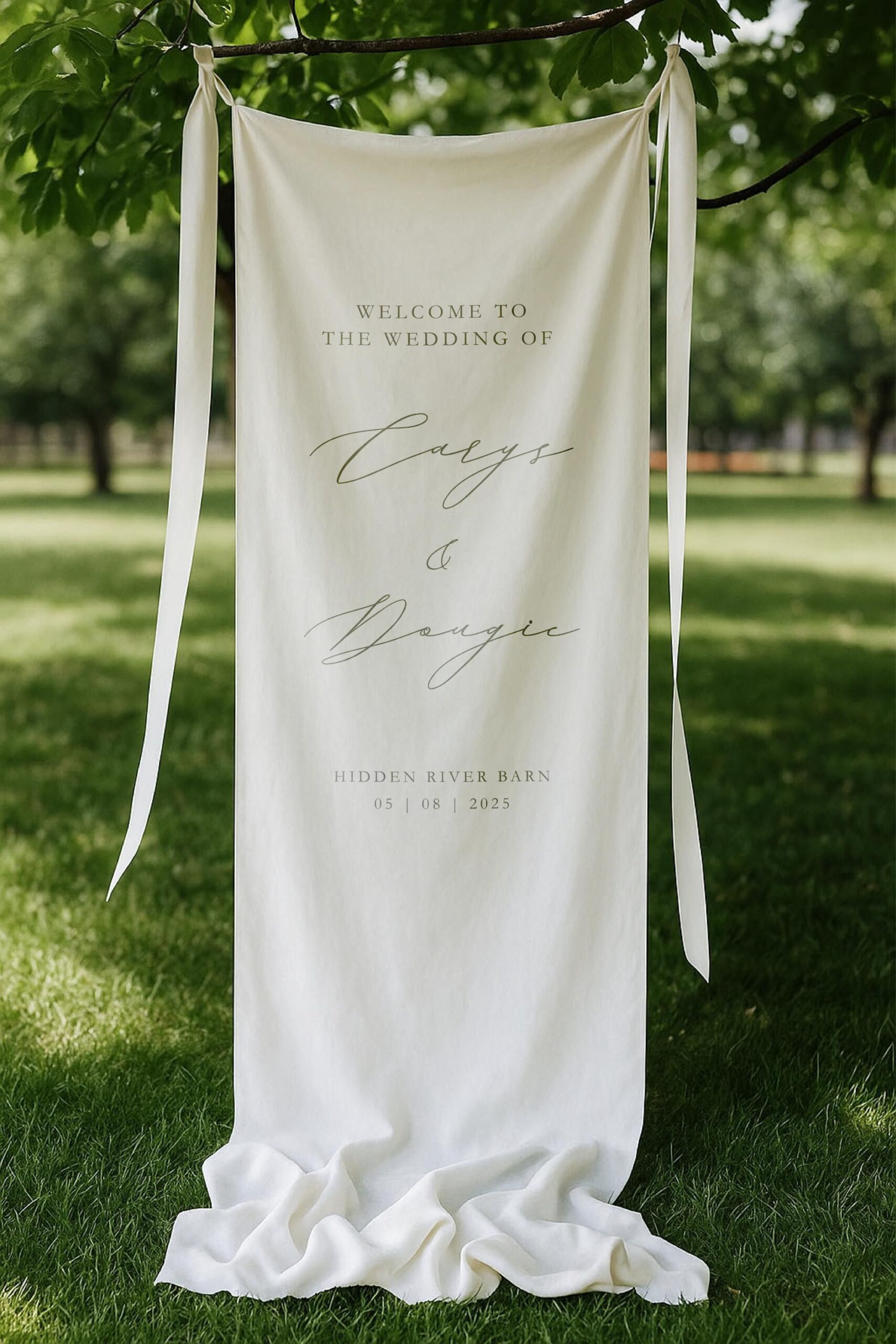 Fabric Wedding Welcome Sign // Personalised Cotton Linen Signage for Weddings, Events, Occasions