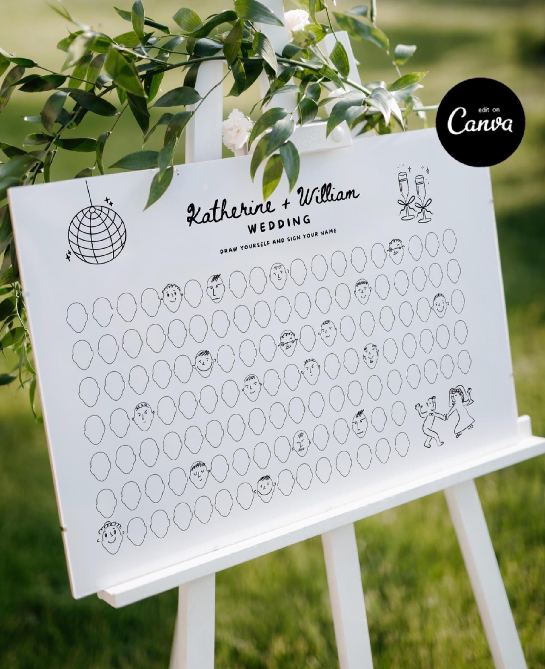 Alternative au livre d’or de mariage, livre d’or interactif de mariage, griffonnage de livre d’or, Idées uniques de livres d’or pour mariage, livre d’or à dessiner vous-même