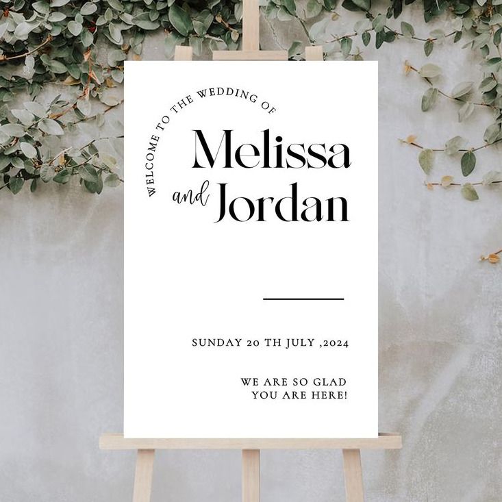 MELOIUYP Editable Wedding Welcome Sign, Wedding Outdoor Sign, Modern Minimalist Wedding Sign, Scrip