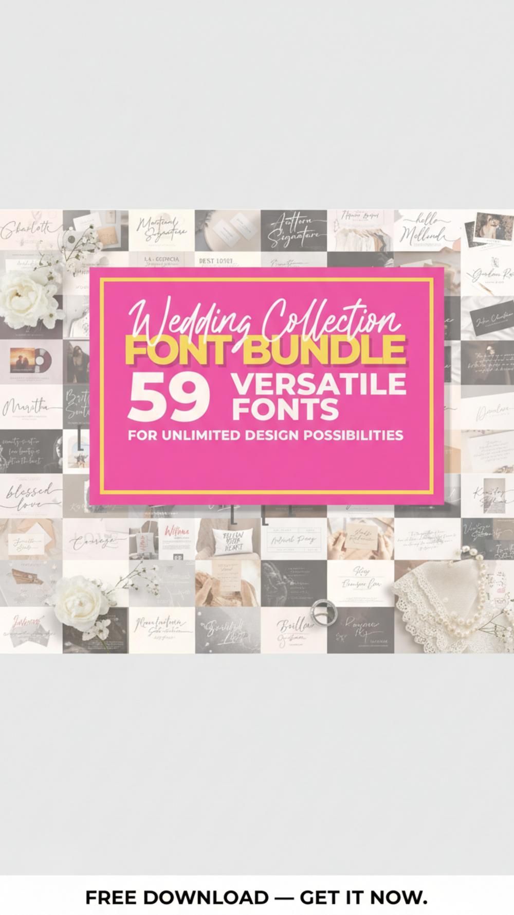 Free Wedding Font Bundle — 59 Versatile Styles.