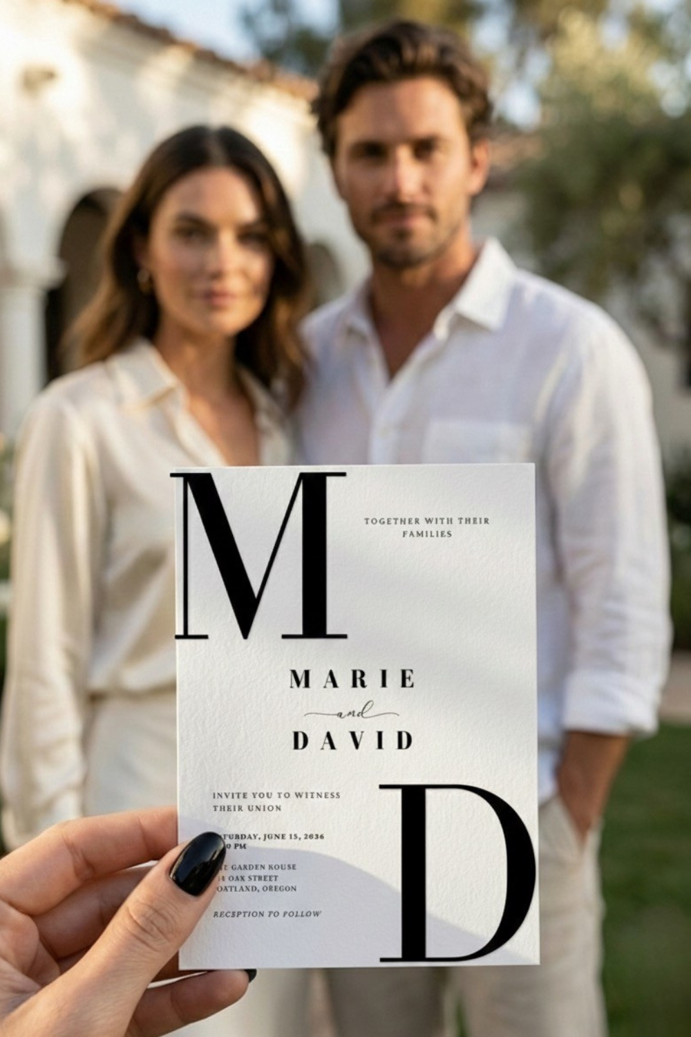 Monogram Wedding Invitation Template | Minimalist Canva Invite