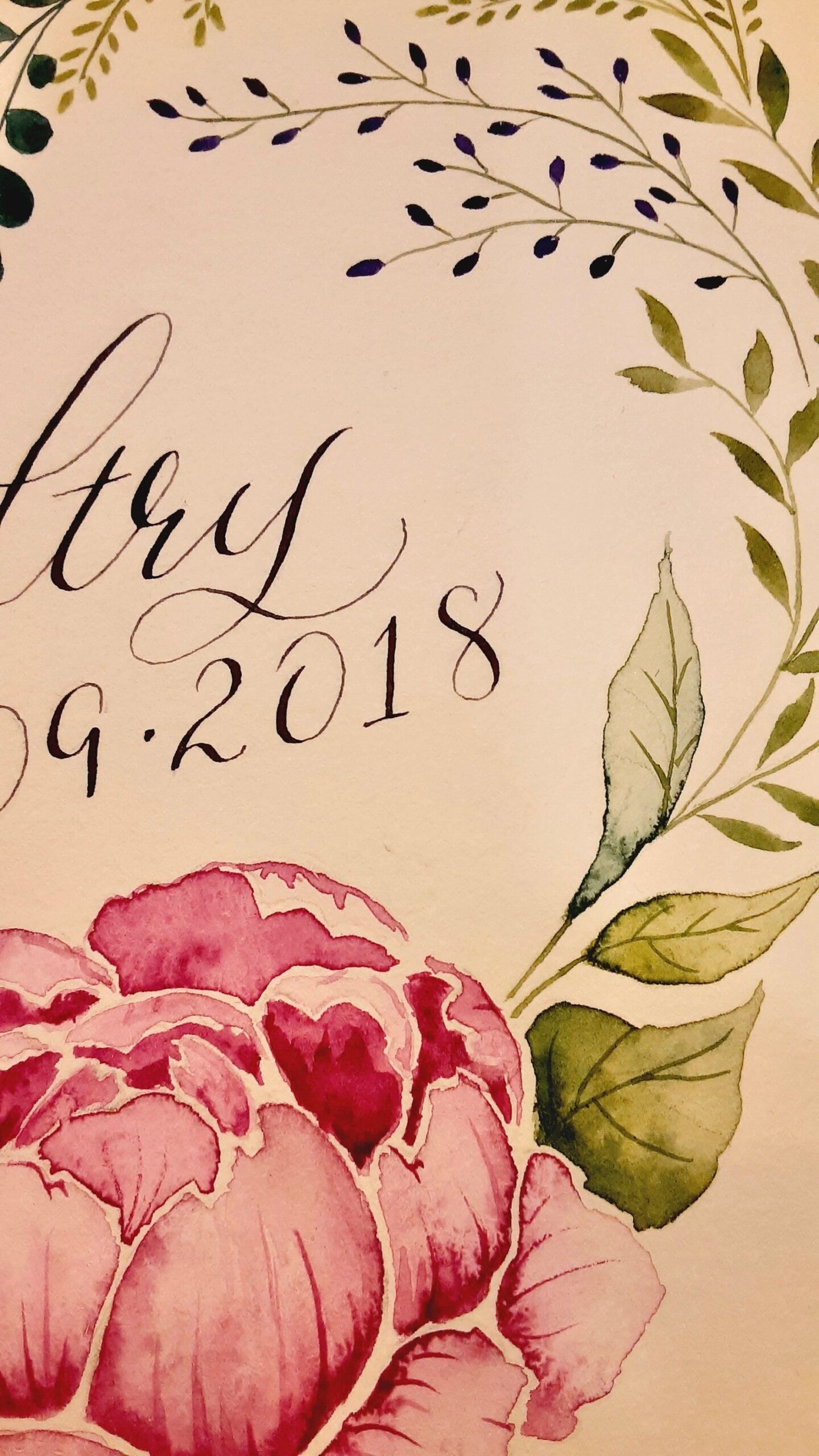 Established Sign, Wedding Date Sign, Custom Watercolor Date Sign, Custom Calligraphy Established Wedding Date Sign, Floral Date Sign