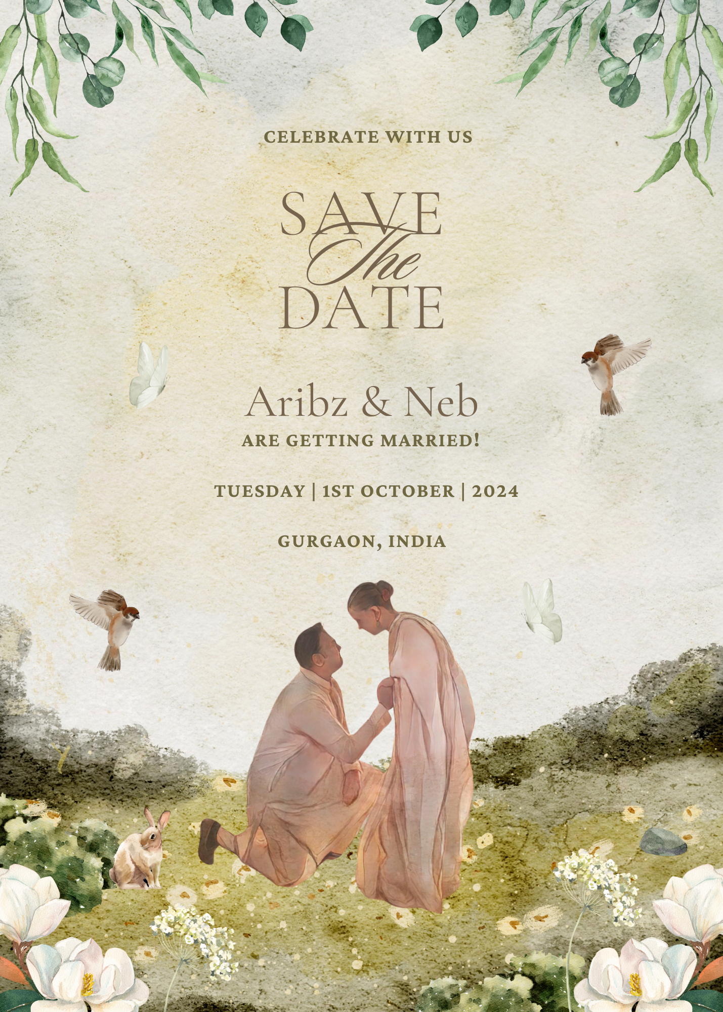 Floral Watercolour Save The Date Wedding Invites