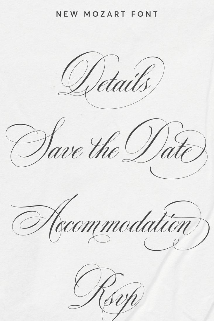Wedding Calligraphy Words in New Mozart Font