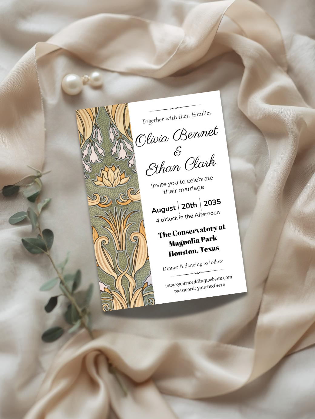 Boho French Floral Wedding Invitation | Vintage Wedding Invite | Editable 5×7 Digital Download