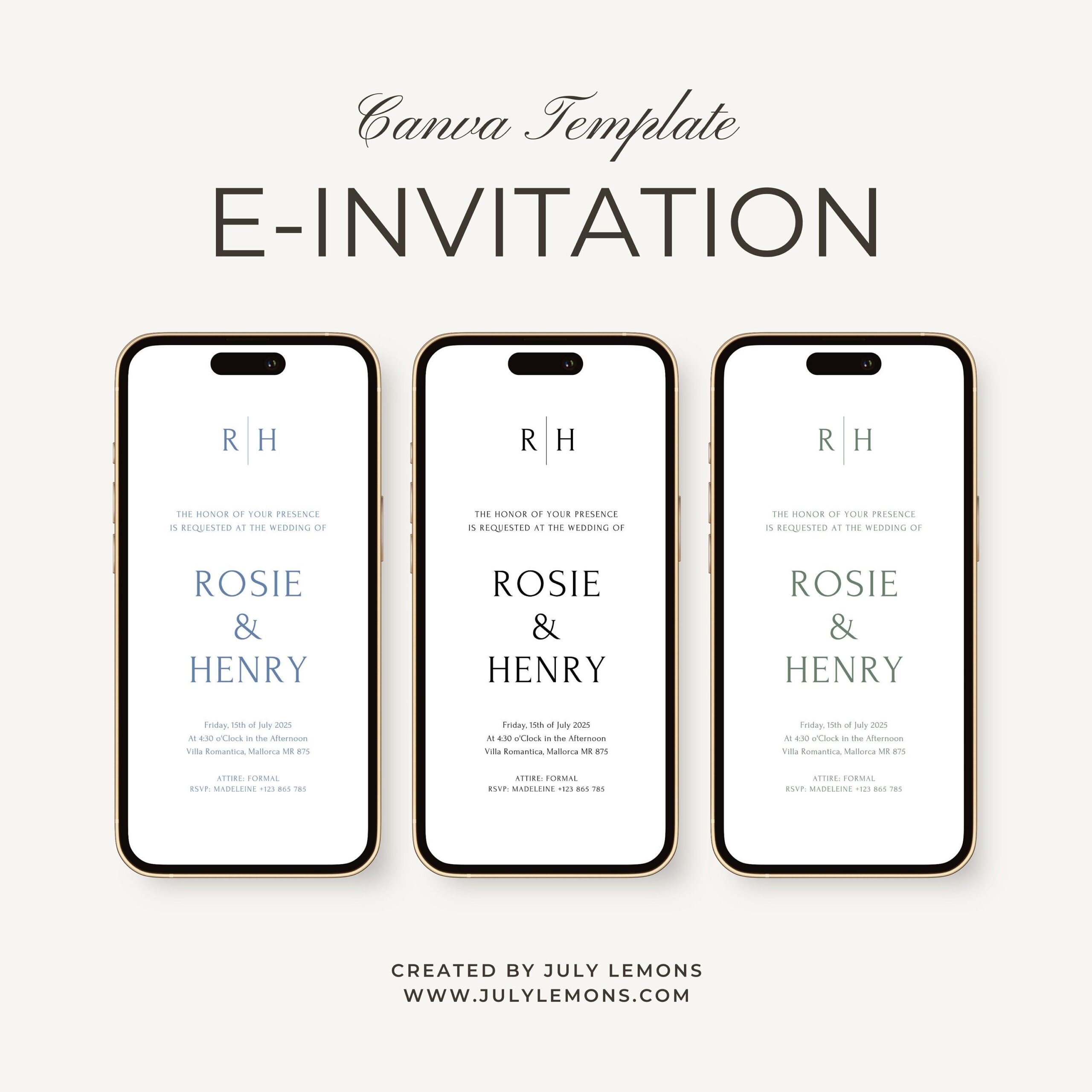 Wedding Invitation Template I Wedding Invitations Digital I Minimalist Electronic Wedding Invitation Wedding Digital Online Invitation — Etsy