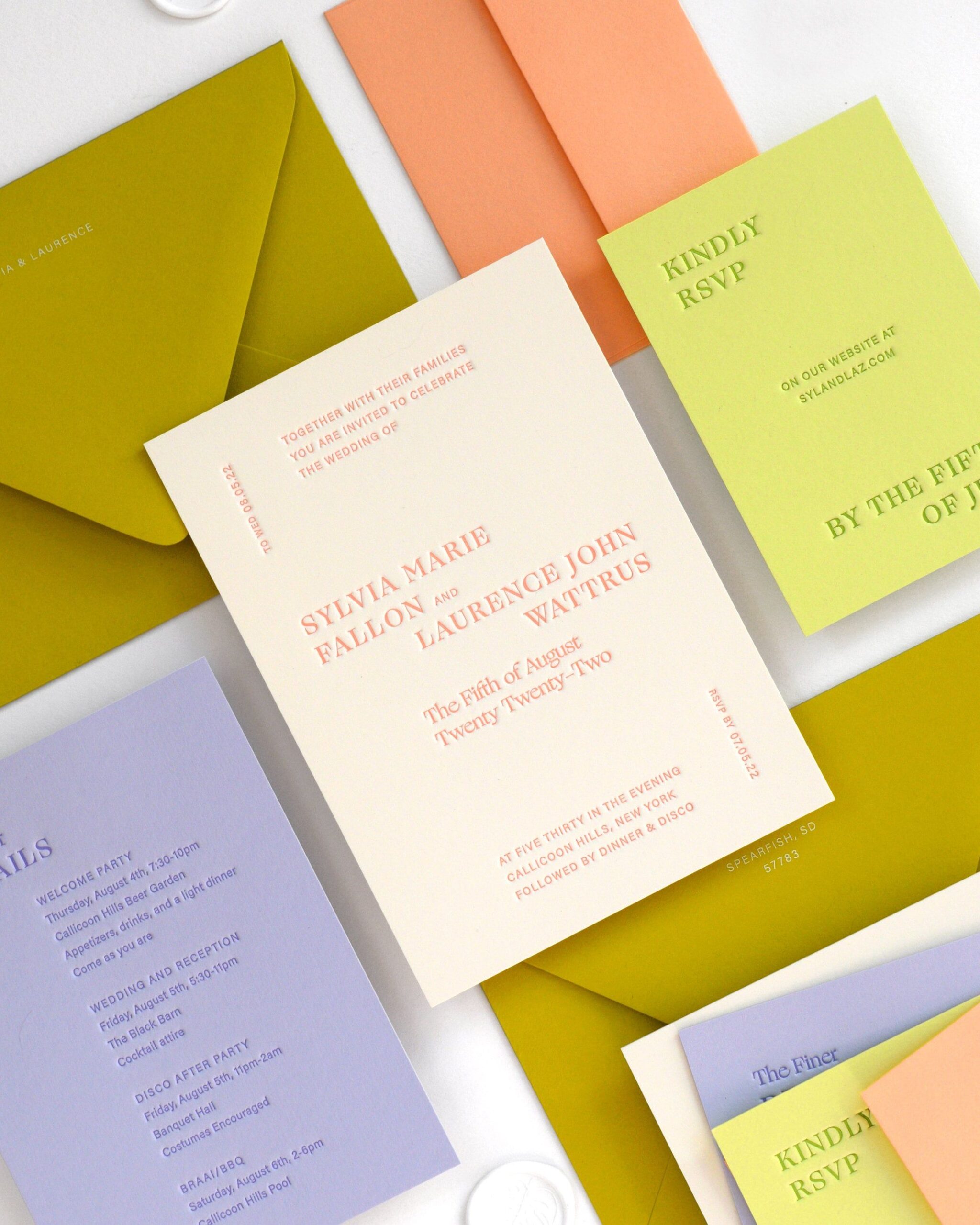 The Editorial Wedding Invitation | Letterpress | Gold Foil | Modern wedding invitations | Colorful Wedding Invitations | Luxury