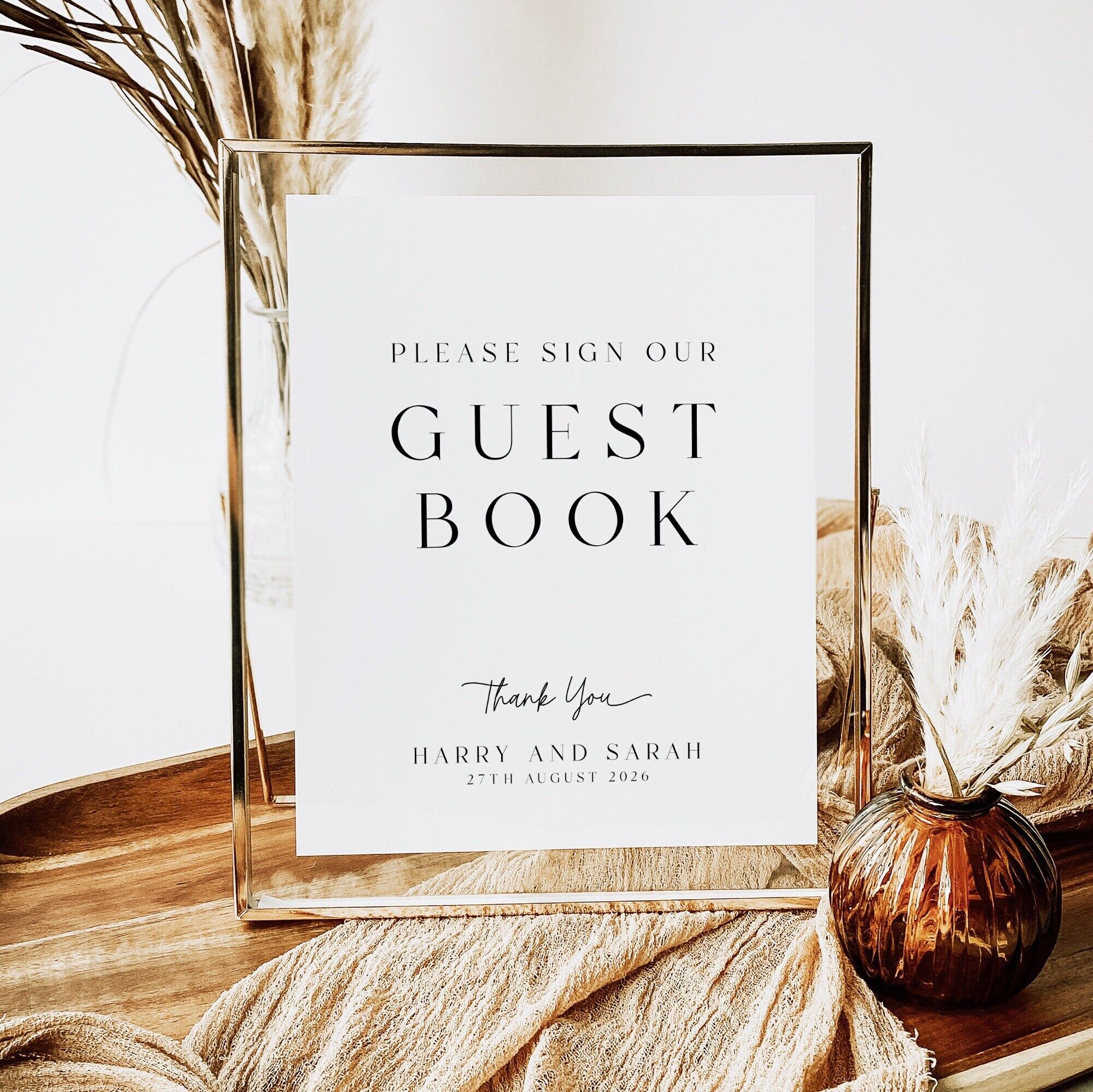 MODERN WEDDING GUESTBOOK Sign Template, Editable Guestbook Sign, Minimalist Guestbook Sign, Elegant Wedding, Printable Template,