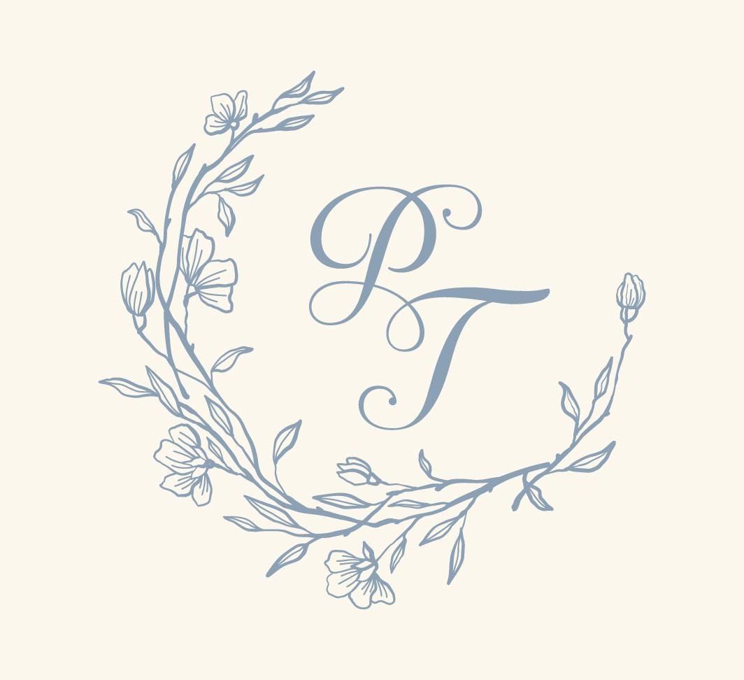 Wedding Monogram Logo Initials Design with Crest — Personalized, customized for