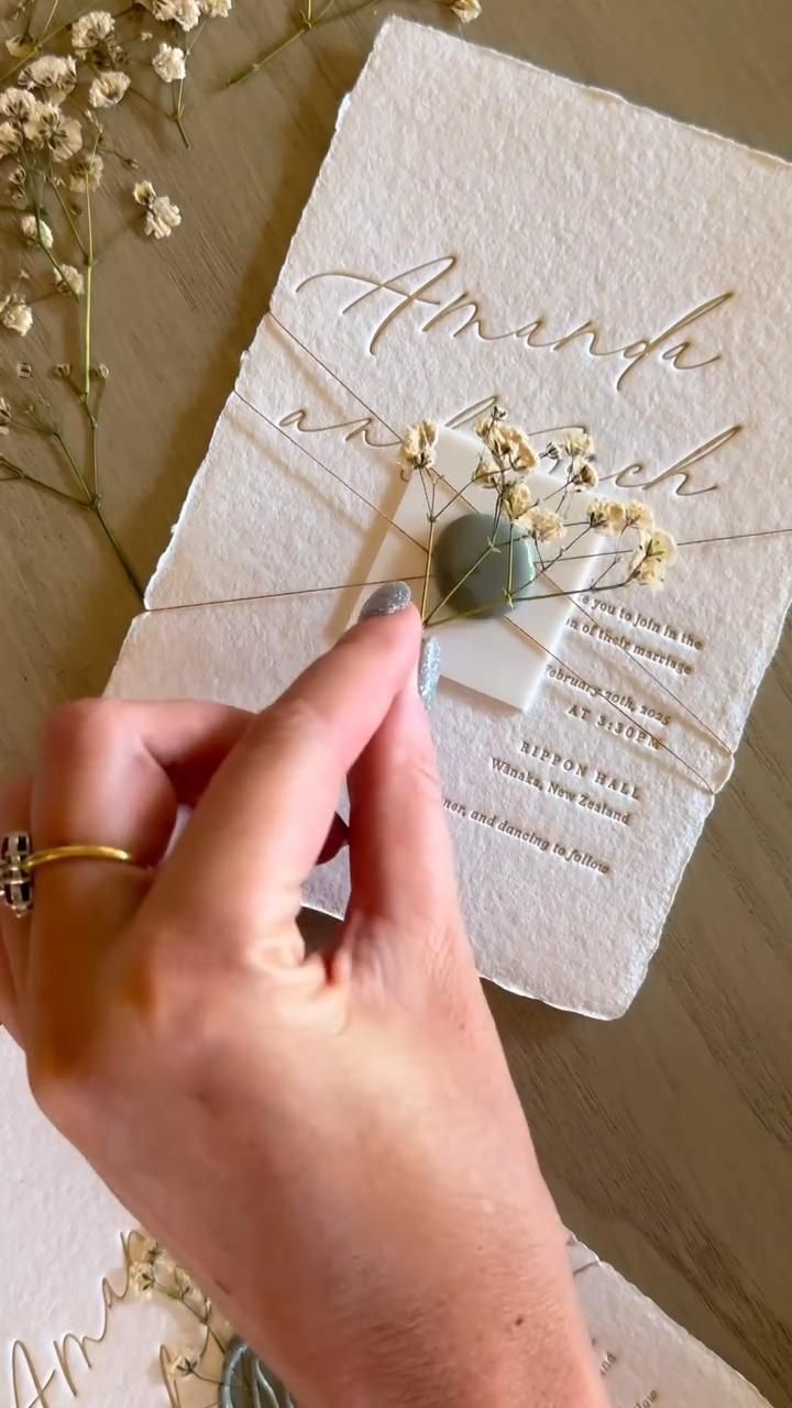 Wax Seal Stamp with Pressed Flowers | Wedding Invitation Suite