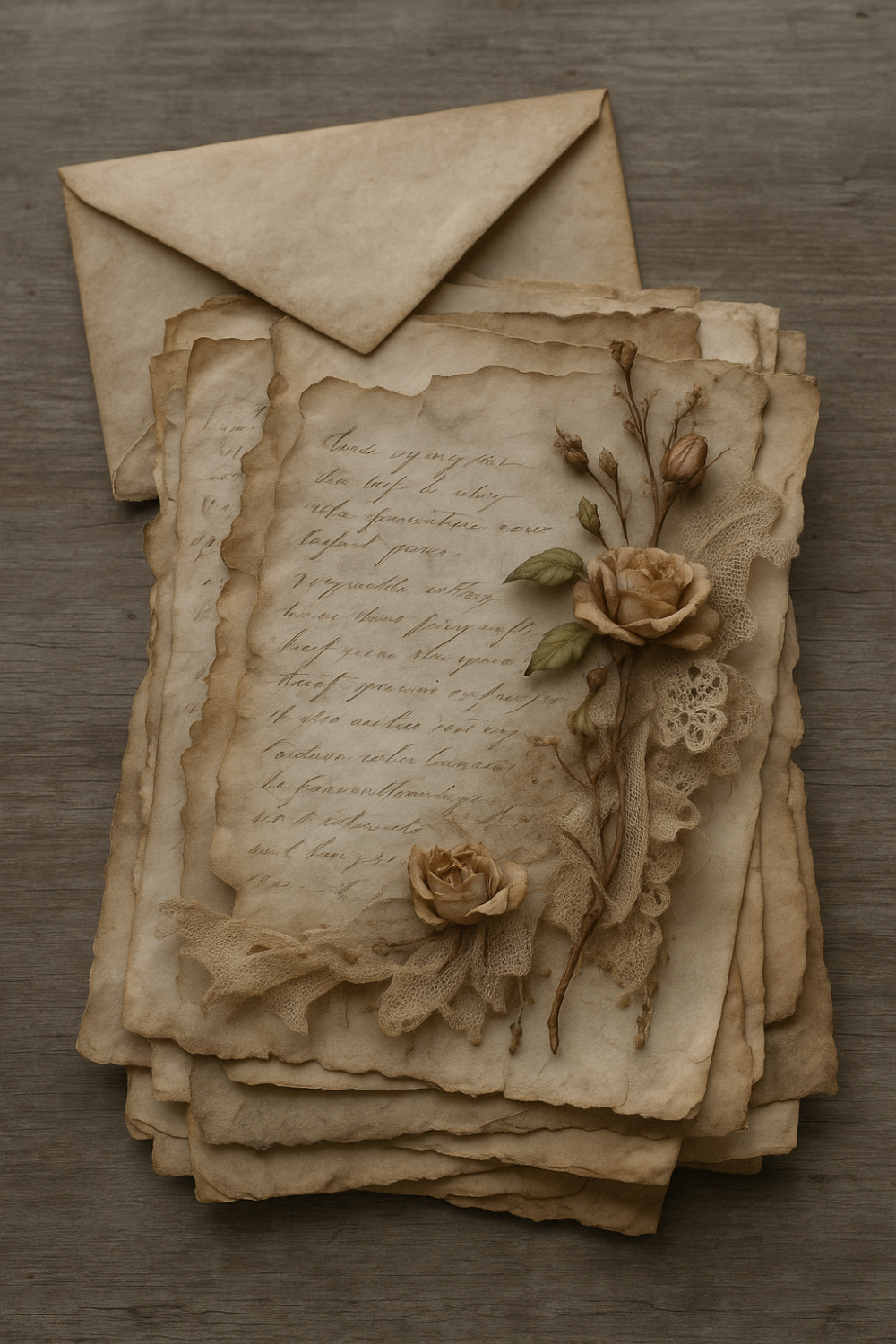 Vintage Rose Letter Paper Set – Antique Floral Stationery for Journaling & Scrapbooking