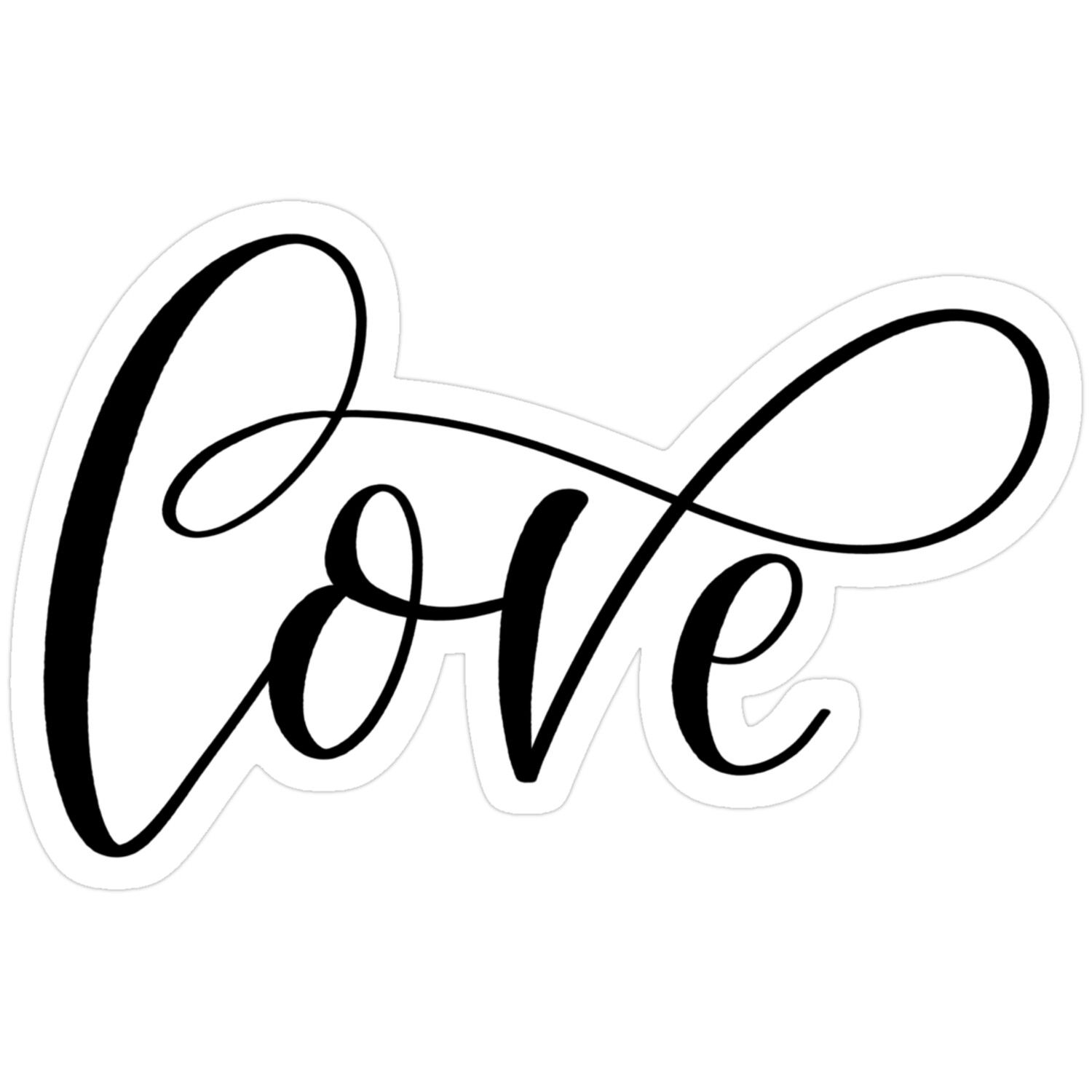 Love Hand Lettered Script Cursive Writing Fancy Letters Modern Calligraphy Brush Lettering Sticker