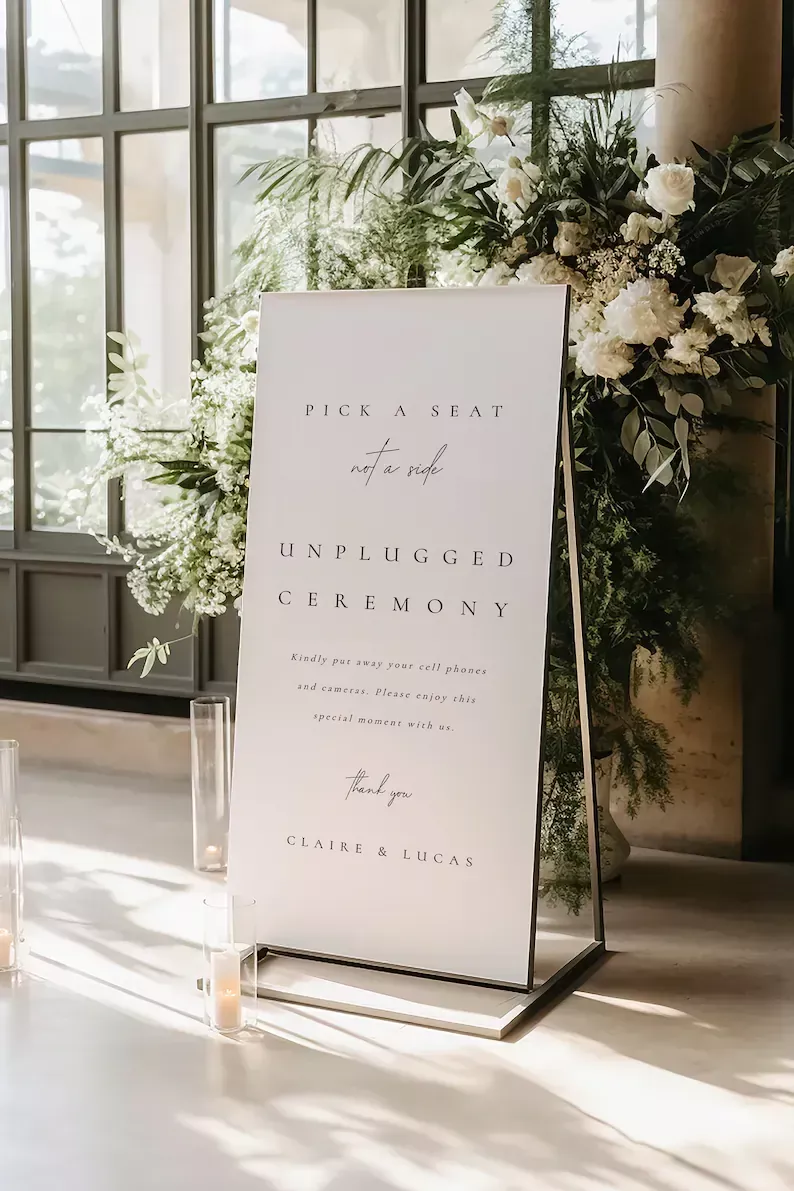 Simplicity Meets Chic: Ultra Elegant Unplugged Wedding Ceremony Sign