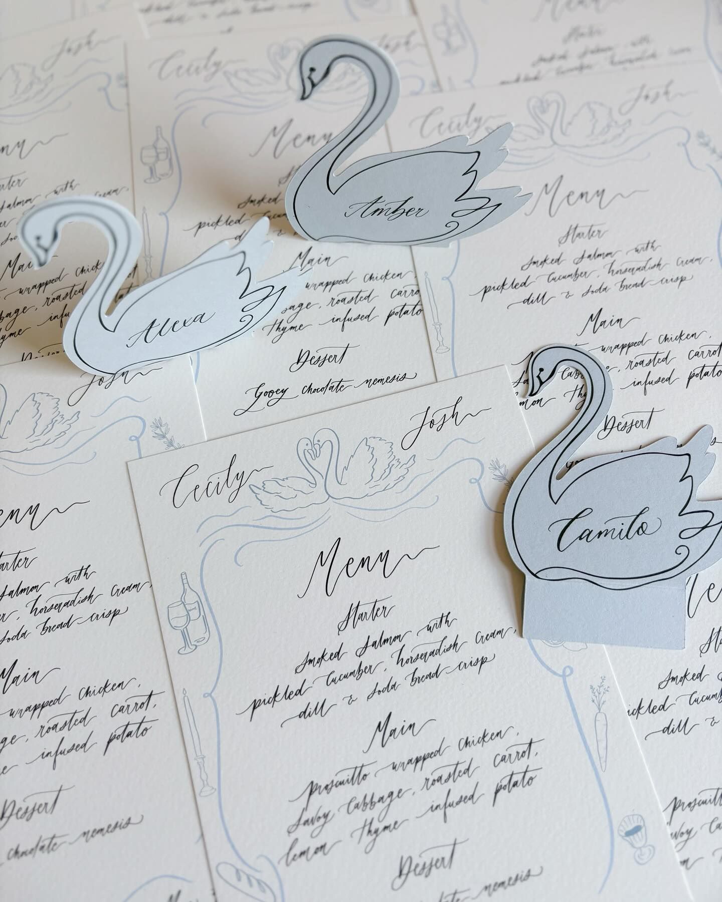 wedding swans stationery