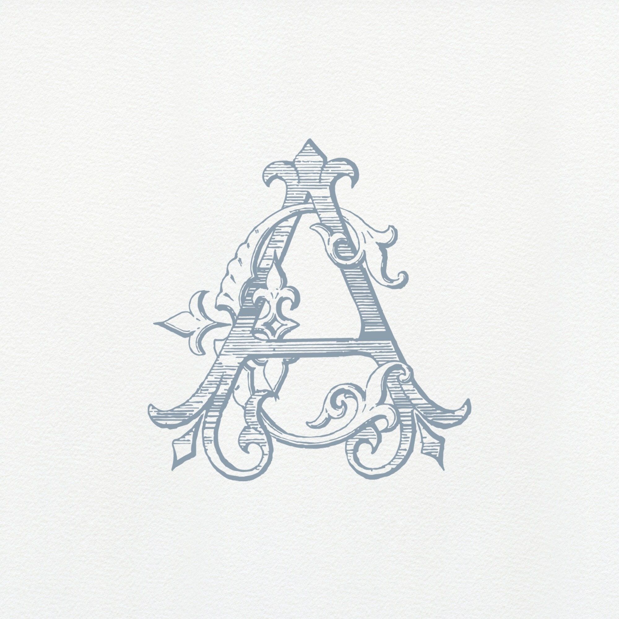 Vintage monogramme entrelacé AC/CA : duogramme de mariage classique (fichiers numériques)