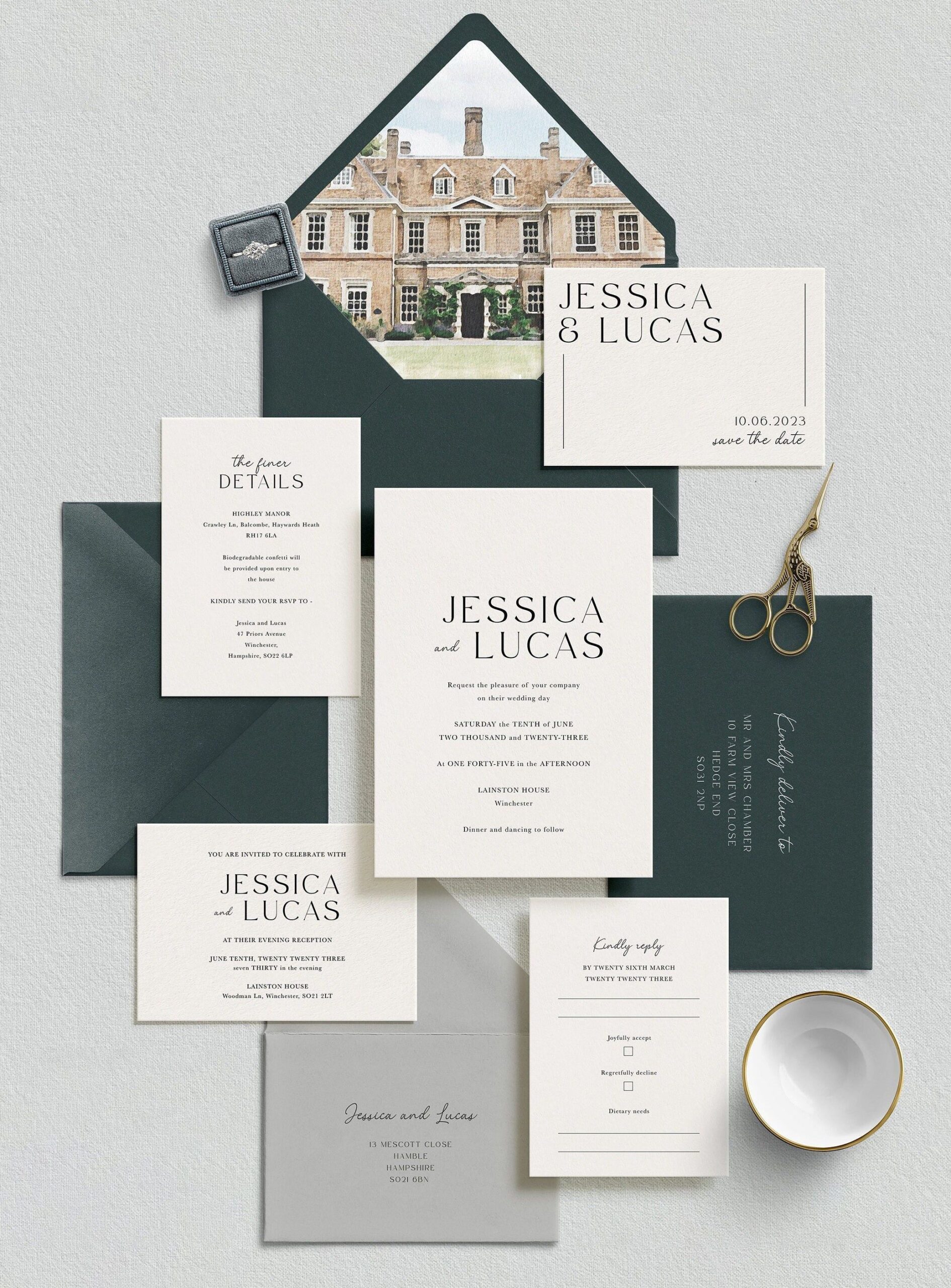 Modern wedding invitations — Minimalist wedding invitations — Classic wedding