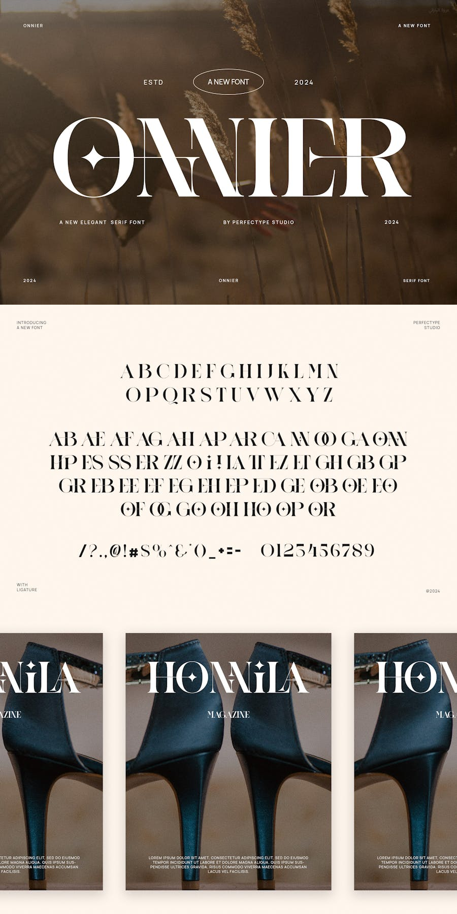 Onnier Elegant Ligature Serif Font Typeface