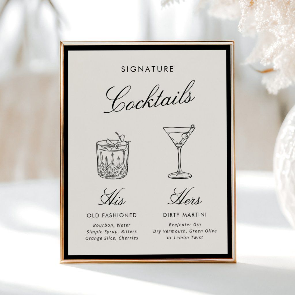 Signature Cocktails Classic Calligraphy Old Money Poster